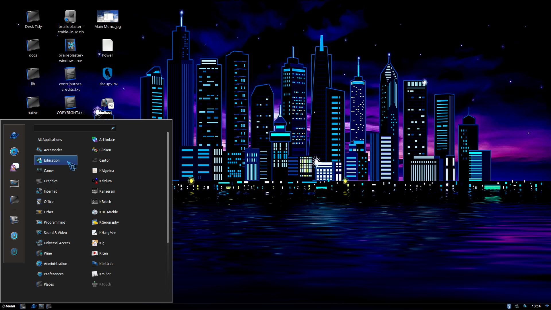 Cinnamon desktop with Azenis icons and DarkBoldCursor - blue submarine theme.jpg
